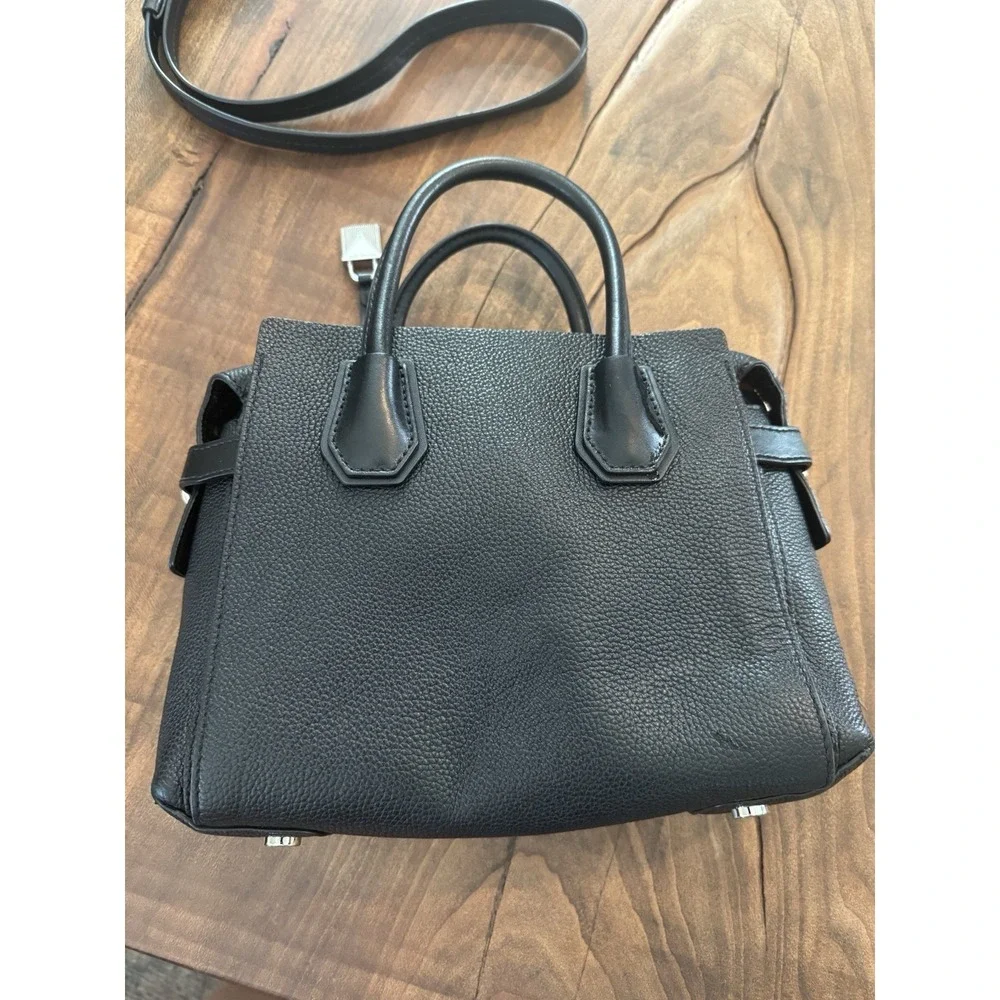 Michael Kors Black Mercer Belted Small Satchel Leather‎ Bag